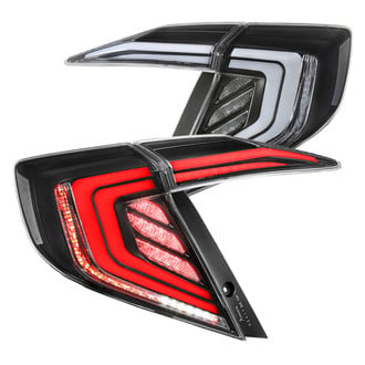 Spec-D® - Driver and Passenger Side Matte Black Sequential Fiber Optic LED Tail Lights