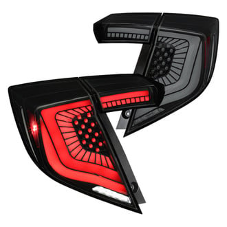 Spec-D® - Driver and Passenger Side Black/Smoke Sequential Fiber Optic LED Tail Lights