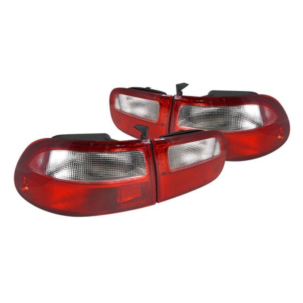 Spec-D® - Chrome/Red Factory Style Tail Lights, Honda Civic