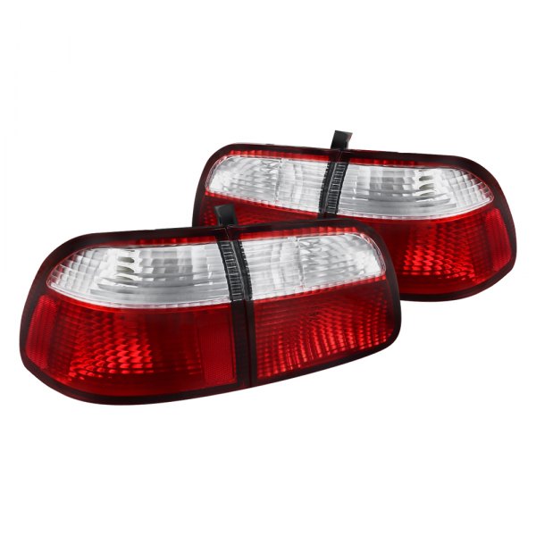 Spec-D® - Chrome Red/Clear Euro Tail Lights, Honda Civic