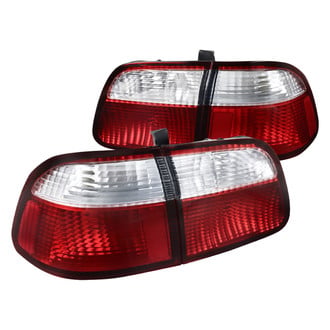 Spec-D® - Driver and Passenger Side Chrome Red/Clear Euro Tail Lights