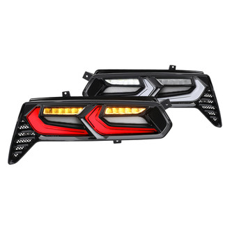 Spec-D® - C8-Style Driver and Passenger Side Black Sequential Fiber Optic LED Tail Lights