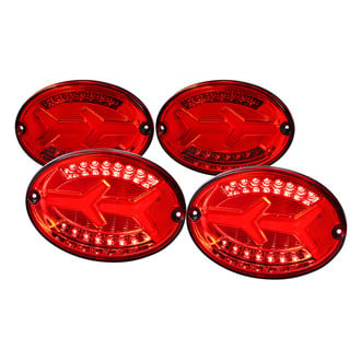 Spec-D® - Driver and Passenger Side Chrome/Red Fiber Optic LED Tail Lights