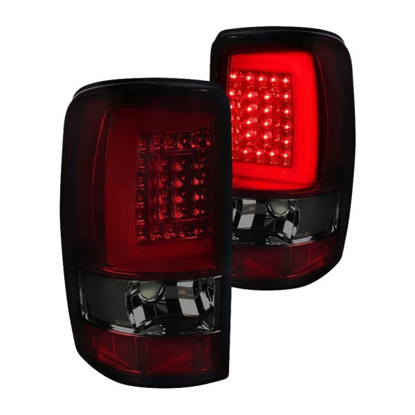 Spec-D® - Chrome Red/Smoke C-Shape Fiber Optic LED Tail Lights