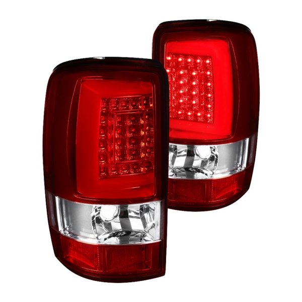 Spec-D® - Chrome/Red C-Shape Fiber Optic LED Tail Lights