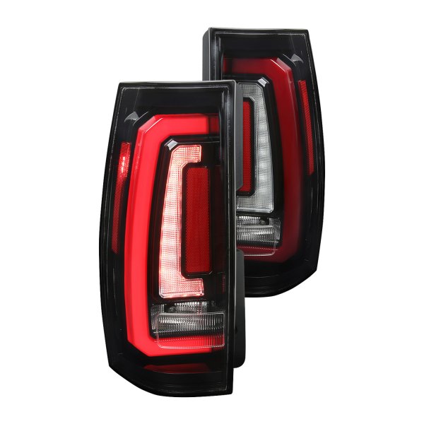 Spec-D® - Gloss Black Sequential Fiber Optic LED Tail Lights, Chevy Tahoe