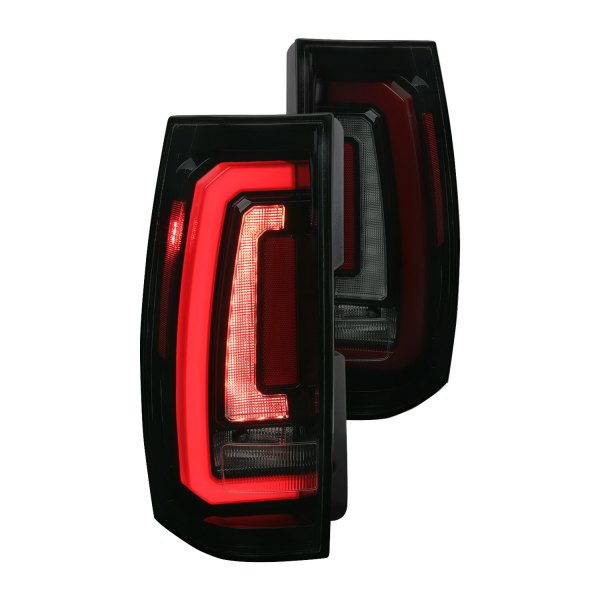 Spec-D® - Gloss Black/Smoke Sequential Fiber Optic LED Tail Lights, Chevy Tahoe