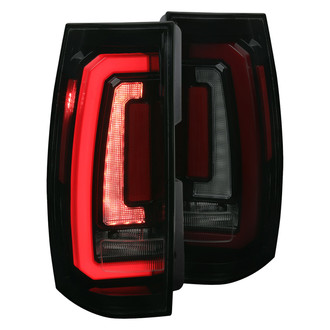 Spec-D® - Driver and Passenger Side Gloss Black/Smoke Sequential Fiber Optic LED Tail Lights