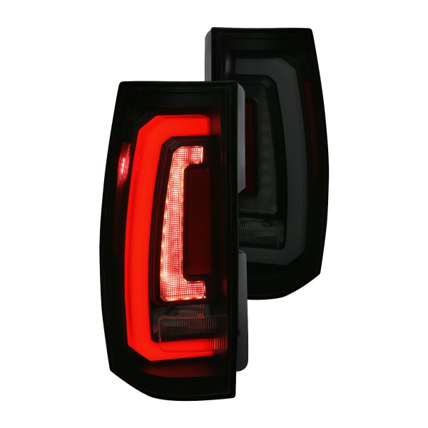 Spec-D® - Matte Black/Smoke Sequential Fiber Optic LED Tail Lights, Chevy Tahoe