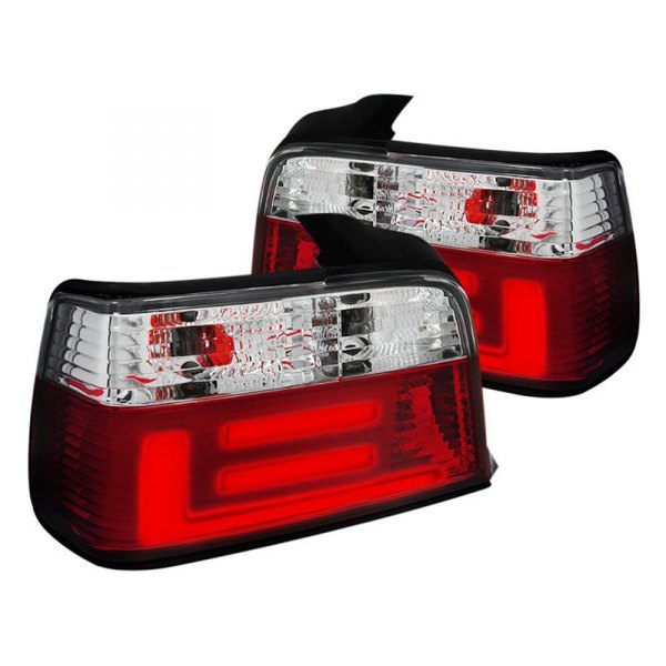 Spec-D® - Chrome/Red Fiber Optic LED Tail Lights, BMW 3-Series