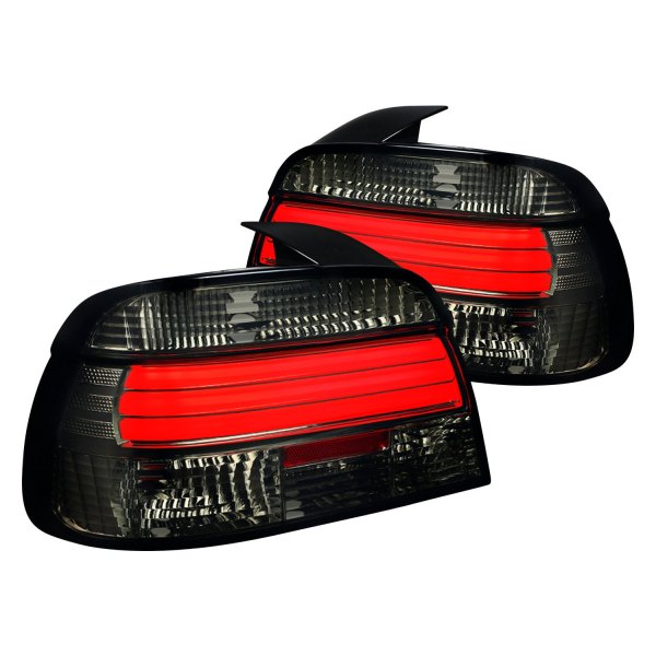 Spec-D® - Chrome Red/Smoke Fiber Optic LED Tail Lights, BMW 5-Series