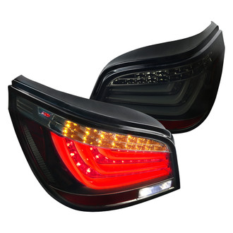 Spec-D® - Driver and Passenger Side Gloss Black/Smoke Fiber Optic LED Tail Lights