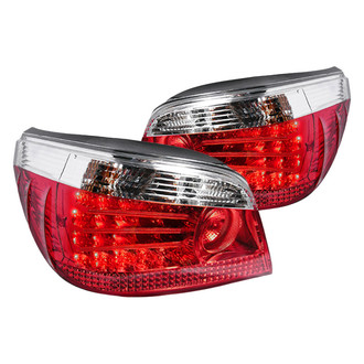 Spec-D® - Driver and Passenger Side Chrome Red/Smoke Fiber Optic LED Tail Lights