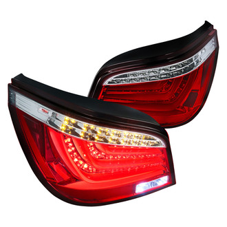Spec-D® - Driver and Passenger Side Chrome/Red Fiber Optic LED Tail Lights