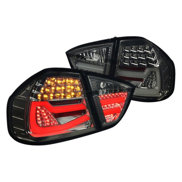 Spec-D® - Black/Smoke Fiber Optic LED Tail Lights, BMW 3-Series