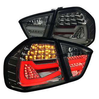 Spec-D® - Driver and Passenger Side Black/Smoke Fiber Optic LED Tail Lights