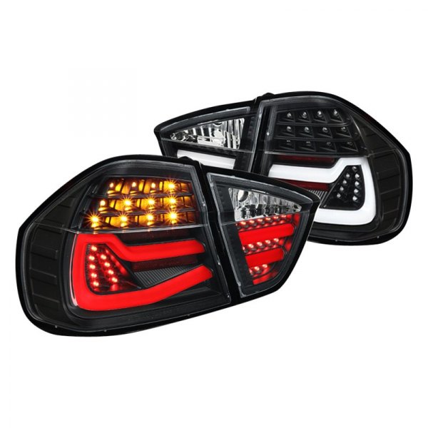 Spec-D® - Black Fiber Optic LED Tail Lights, BMW 3-Series