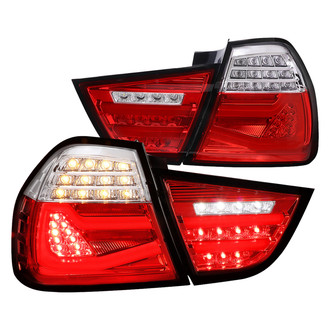 Spec-D® - Driver and Passenger Side Chrome/Red Sequential Fiber Optic LED Tail Lights