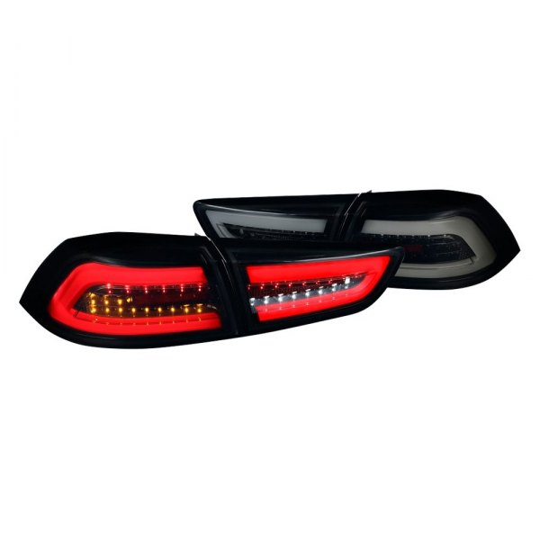 Spec-D® - Gloss Black/Smoke Fiber Optic LED Tail Lights, Mitsubishi Evolution