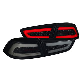 Spec-D® - Driver and Passenger Side Gloss Black/Smoke Fiber Optic LED Tail Lights