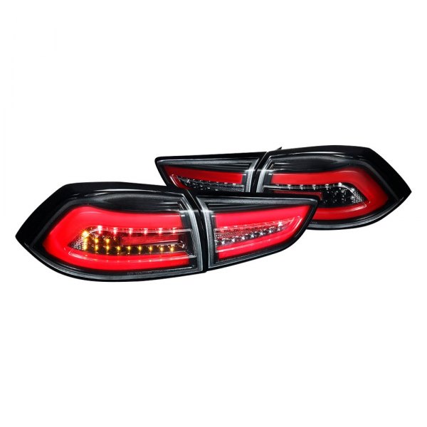 Spec-D® - Gloss Black Fiber Optic LED Tail Lights, Mitsubishi Evolution