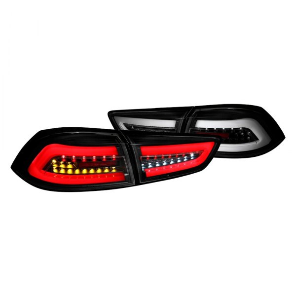 Spec-D® - Matte Black Fiber Optic LED Tail Lights, Mitsubishi Evolution