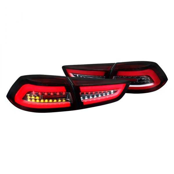 Spec-D® - Black/Red Fiber Optic LED Tail Lights, Mitsubishi Evolution