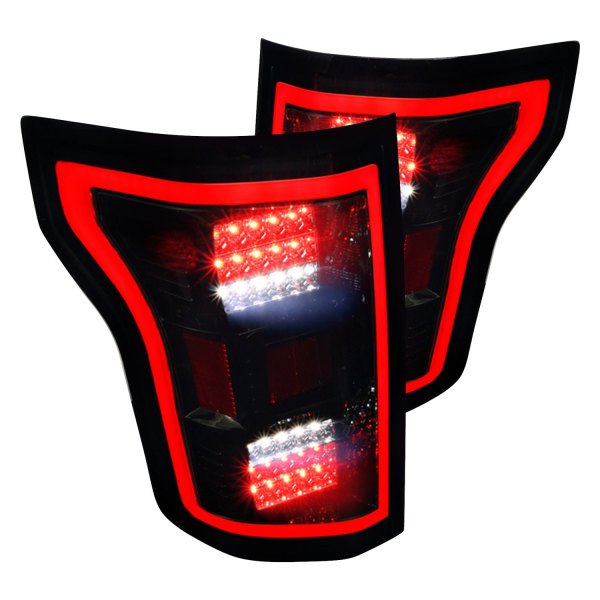 Spec-D® - Gloss Black Fiber Optic LED Tail Lights, Ford F-150