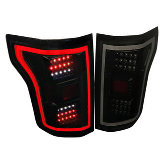 Spec-D® - Driver and Passenger Side Gloss Black Fiber Optic LED Tail Lights