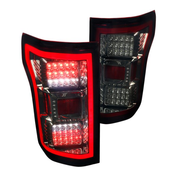 Spec-D® - Chrome Red/Smoke Fiber Optic LED Tail Lights, Ford F-150