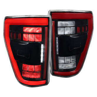 Spec-D® - Driver and Passenger Side Gloss Black Sequential Fiber Optic LED Tail Lights