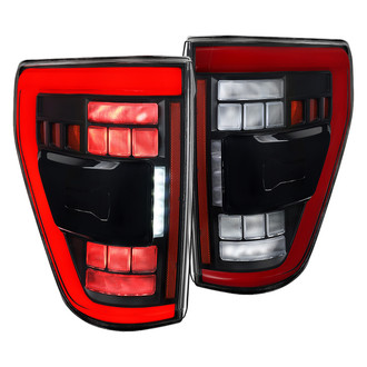 Spec-D® - Driver and Passenger Side Matte Black/Clear Sequential Fiber Optic LED Tail Lights