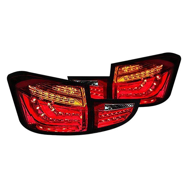 Spec-D® - Chrome Red/Smoke Fiber Optic LED Tail Lights, BMW 3-Series