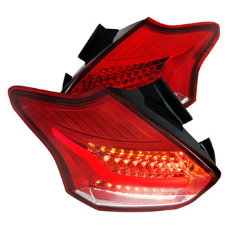 Spec-D® - Driver and Passenger Side Chrome/Red Fiber Optic LED Tail Lights