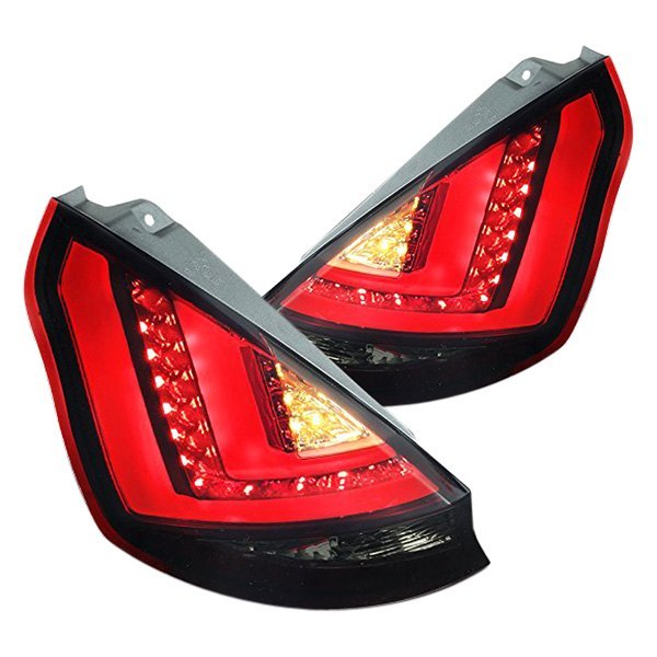 Spec-D® - Chrome Red/Smoke Fiber Optic LED Tail Lights, Ford Fiesta