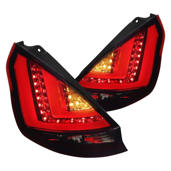 Spec-D® - Chrome Red/Smoke LED Tail Lights, Ford Fiesta