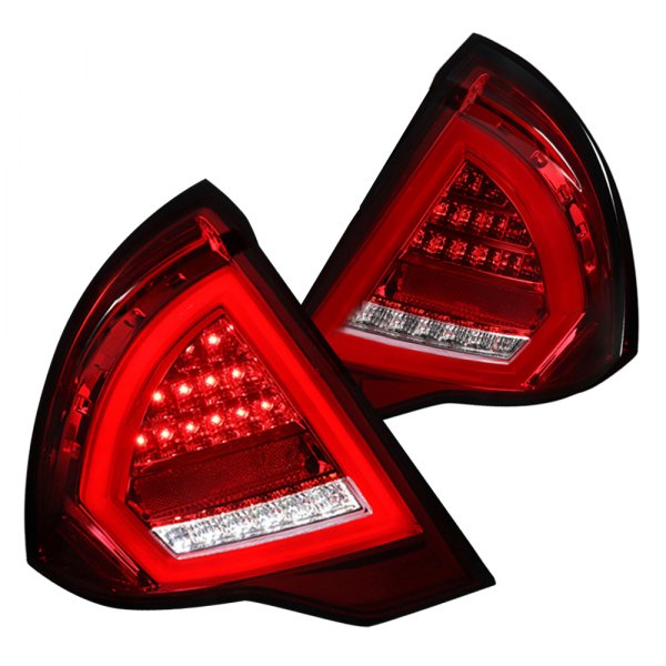 Spec-D® - Chrome/Red Fiber Optic LED Tail Lights, Ford Fusion