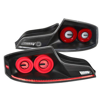 Spec-D® - Driver and Passenger Side Matte Black Sequential Fiber Optic LED Tail Lights