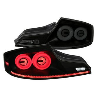 Spec-D® - Driver and Passenger Side Matte Black/Smoke Sequential Fiber Optic LED Tail Lights
