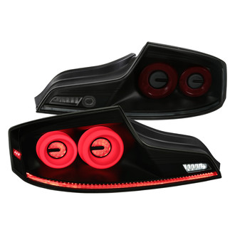 Spec-D® - Driver and Passenger Side Matte Black Red/Smoke Sequential Fiber Optic LED Tail Lights