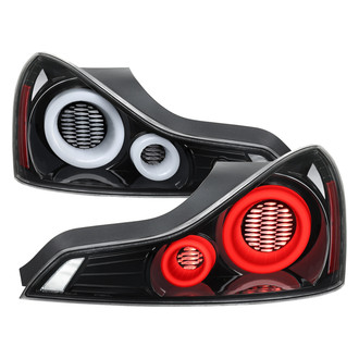 Spec-D® - Driver and Passenger Side Gloss Black Sequential Fiber Optic LED Tail Lights
