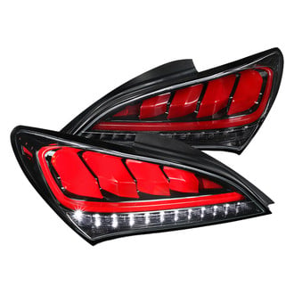 Spec-D® - Driver and Passenger Side Gloss Black/Red Sequential Fiber Optic LED Tail Lights