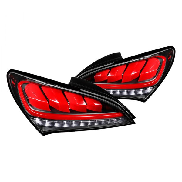Spec-D® - Black Fiber Optic LED Tail Lights, Hyundai Genesis Coupe