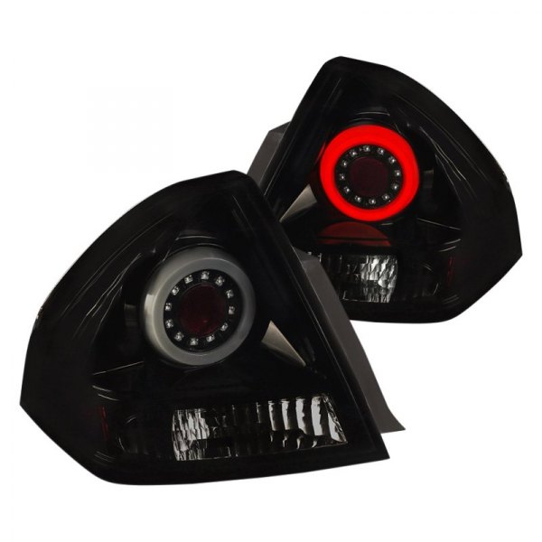 Spec-D® - Stealth Black/Smoke Halo Style Fiber Optic LED Tail Lights, Chevy Impala