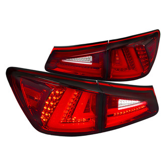 Spec-D® - Driver and Passenger Side Chrome/Red Fiber Optic LED Tail Lights