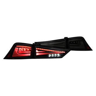 Spec-D® - Driver and Passenger Side Glossy Black Sequential Fiber Optic LED Tail Lights