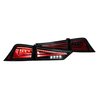 Spec-D® - Driver and Passenger Side Glossy Black Sequential Fiber Optic LED Tail Lights