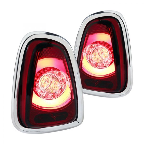 Spec-D® - Chrome/Red Fiber Optic LED Tail Lights, Mini Cooper