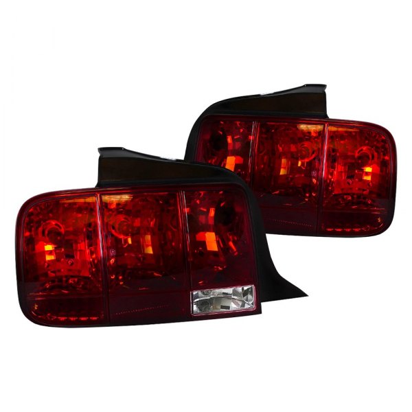 Spec-D® - Chrome/Red Sequential Euro Tail Lights, Ford Mustang
