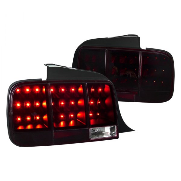 Spec-D® - Black Red/Smoke Sequential LED Tail Lights, Ford Mustang